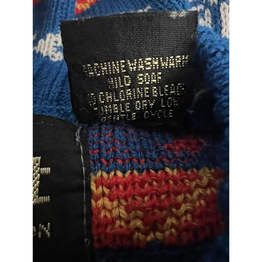Vtg  80s Van Cort Sweater Men Unisex Small Multicolor Fair Isle Ski Aztec Tribal